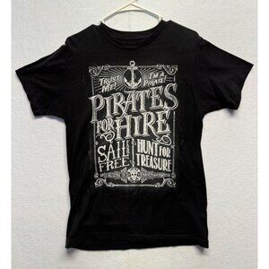 Pirates For Hire Graphic Black T-Shirt By The Eagle Design Group Size Medium